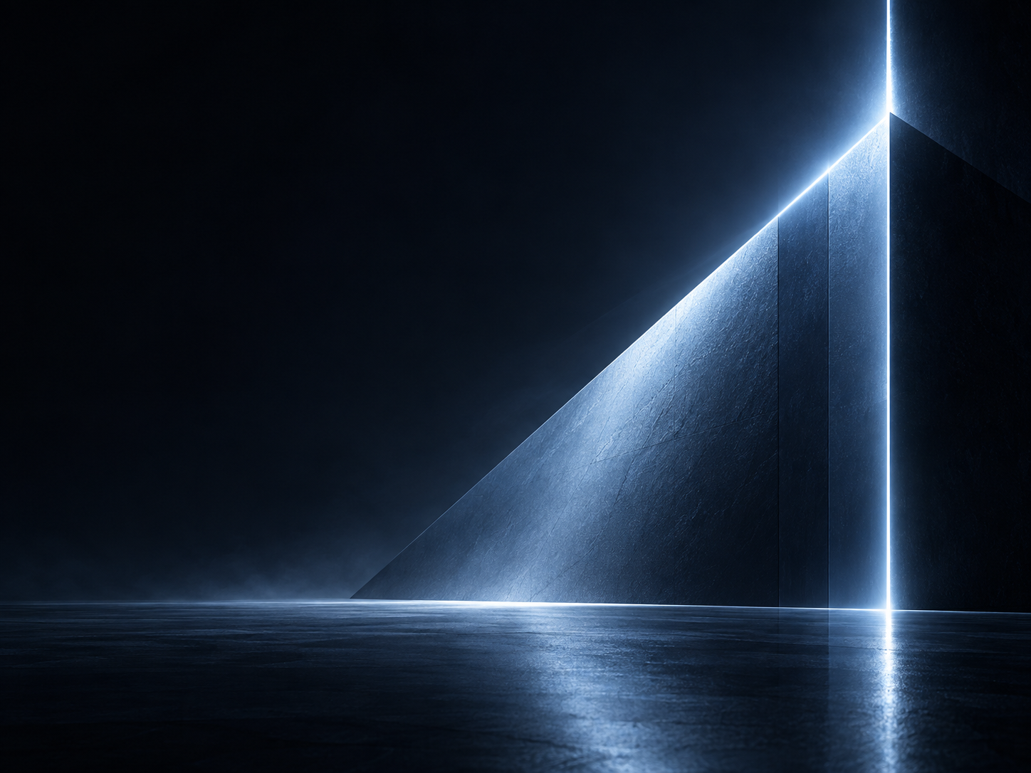A precise beam of light cutting through dark geometric layers
